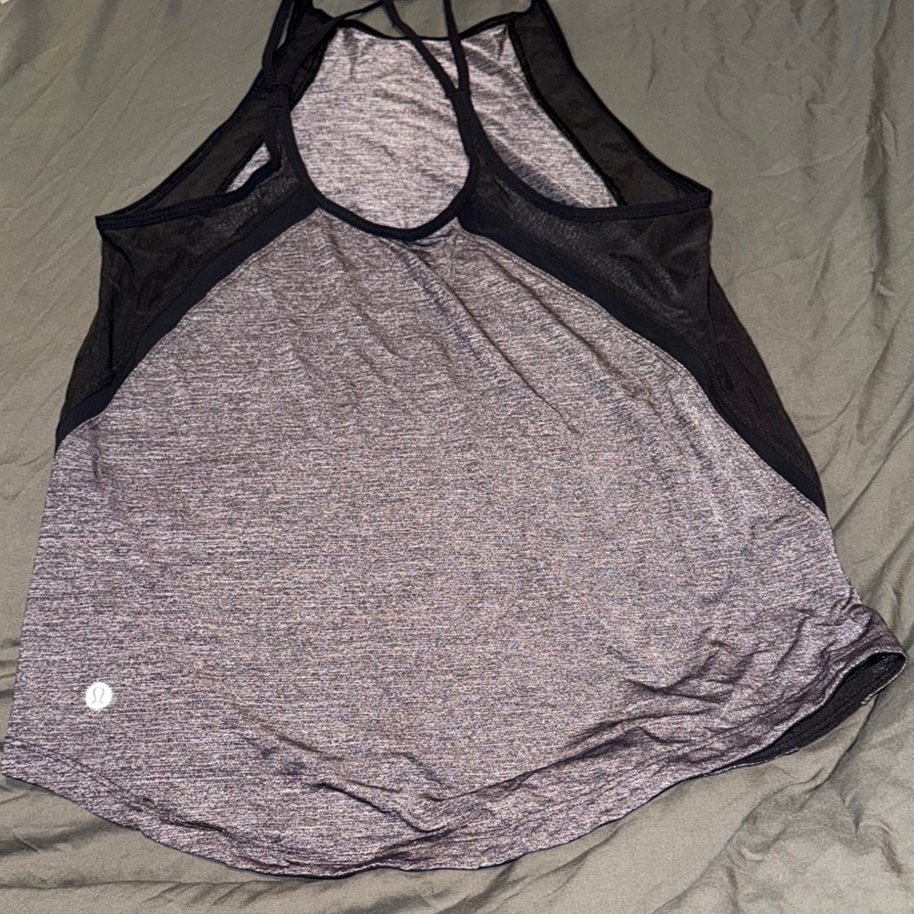 Lululemon Heathered Gray Tank with Black Mesh
